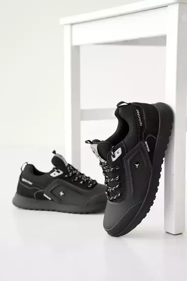 Подростковые кроссовки кожаные весенне-осенние черные Splinter 1719 фото 4 — интернет-магазин Tapok
