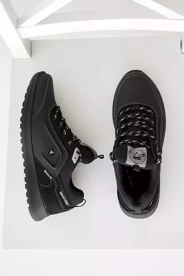 Подростковые кроссовки кожаные весенне-осенние черные Splinter 1719 фото 5 — интернет-магазин Tapok
