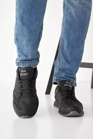 Мужские кроссовки кожаные весенне-осенние черные Emirro NB (elit) фото 2 — интернет-магазин Tapok