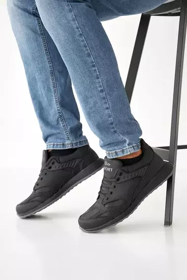 Мужские кроссовки кожаные весенне-осенние черные Emirro NB (elit) фото 3 — интернет-магазин Tapok