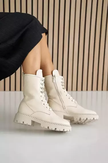 Жіночі черевики шкіряні зимові молочні Yuves 449 фото 3 — інтернет-магазин Tapok