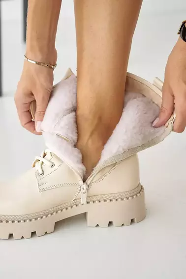 Жіночі черевики шкіряні зимові молочні Yuves 449 фото 12 — інтернет-магазин Tapok