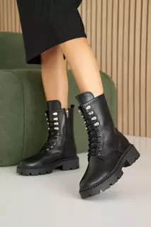 Жіночі черевики шкіряні зимові чорні Yuves 449