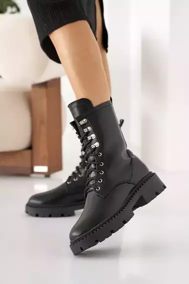 Женские ботинки кожаные зимние черные Yuves 449 фото 4 — интернет-магазин Tapok