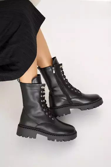 Женские ботинки кожаные зимние черные Yuves 449 фото 6 — интернет-магазин Tapok