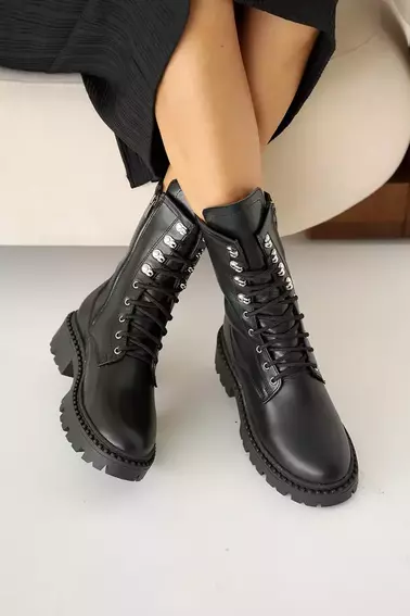 Женские ботинки кожаные зимние черные Yuves 449 фото 7 — интернет-магазин Tapok