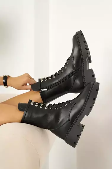 Женские ботинки кожаные зимние черные Yuves 449 фото 8 — интернет-магазин Tapok