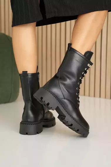 Женские ботинки кожаные зимние черные Yuves 449 фото 10 — интернет-магазин Tapok