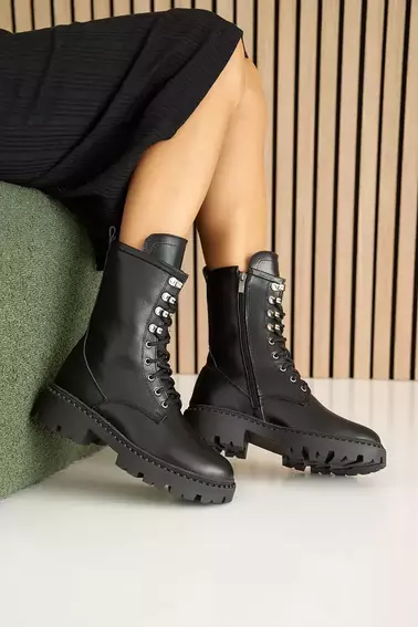 Женские ботинки кожаные зимние черные Yuves 449 фото 11 — интернет-магазин Tapok
