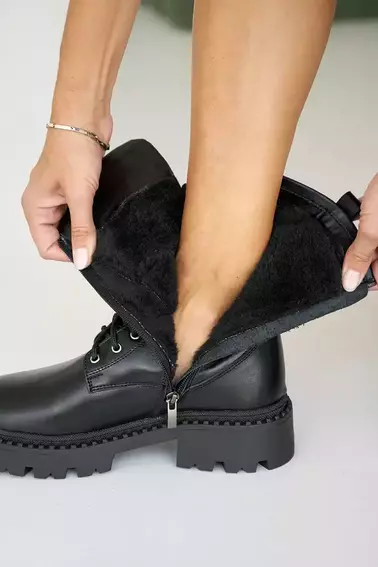 Женские ботинки кожаные зимние черные Yuves 449 фото 12 — интернет-магазин Tapok