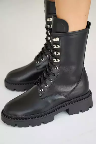 Женские ботинки кожаные зимние черные Yuves 449 фото 13 — интернет-магазин Tapok