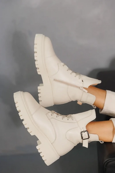Жіночі черевики шкіряні зимові молочні Yuves 445 фото 10 — інтернет-магазин Tapok