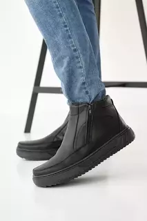 Мужские ботинки кожаные зимние черные Emirro БК 23
