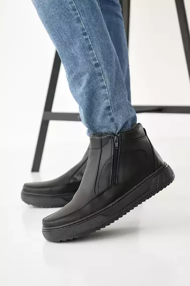 Мужские ботинки кожаные зимние черные Emirro БК 23 фото 1 — интернет-магазин Tapok