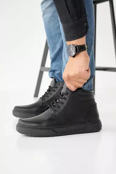 Мужские ботинки кожаные зимние черные Emirro БК Б30 фото 3 — интернет-магазин Tapok