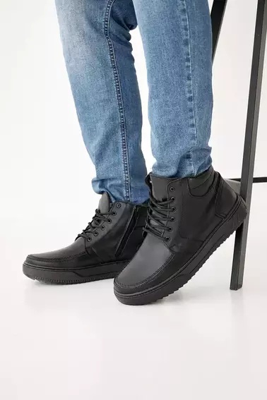 Мужские ботинки кожаные зимние черные Emirro БК Б30 фото 4 — интернет-магазин Tapok