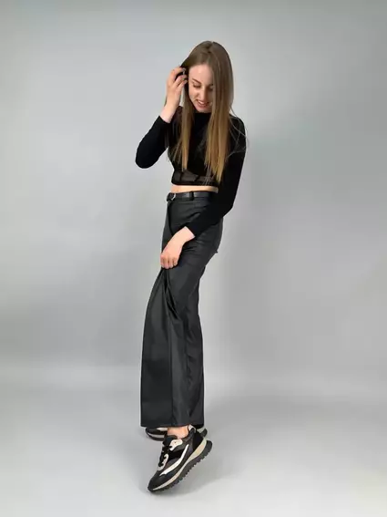 Кроссовки женские кожаные черные с вставками замши фото 9 — интернет-магазин Tapok