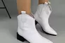 Ботинки казаки женские кожа рептилия белого цвета на каблуке демисезонные Фото 1