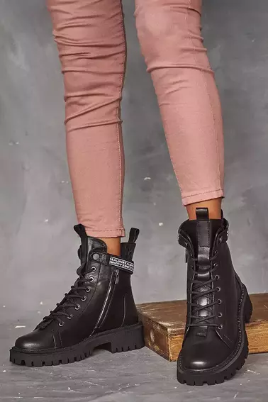Женские ботинки кожаные зимние черные Vikont 45 фото 3 — интернет-магазин Tapok