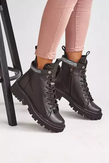 Женские ботинки кожаные зимние черные Vikont 45 фото 5 — интернет-магазин Tapok