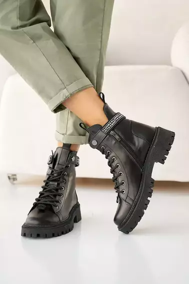 Женские ботинки кожаные зимние черные Vikont 45 фото 14 — интернет-магазин Tapok