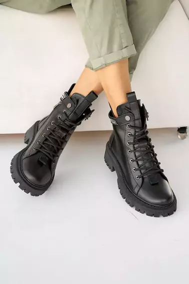 Женские ботинки кожаные зимние черные Vikont 45 фото 17 — интернет-магазин Tapok