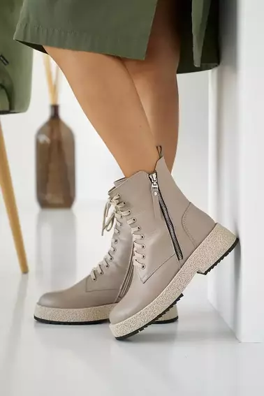 Женские ботинки кожаные зимние бежевые VlaMar 206 фото 1 — интернет-магазин Tapok