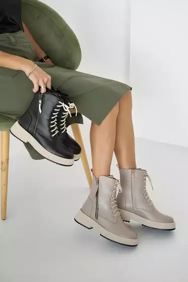 Женские ботинки кожаные зимние бежевые VlaMar 206 фото 2 — интернет-магазин Tapok