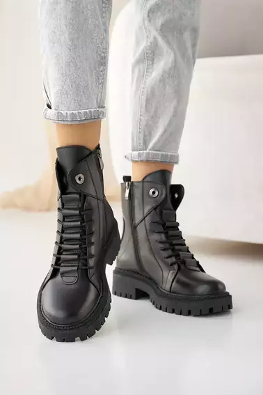 Женские ботинки кожаные зимние черные Vikont 7 фото 3 — интернет-магазин Tapok