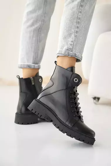 Женские ботинки кожаные зимние черные Vikont 7 фото 4 — интернет-магазин Tapok