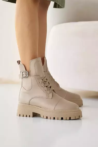 Женские ботинки кожаные зимние бежевые Yuves 445 фото 4 — интернет-магазин Tapok