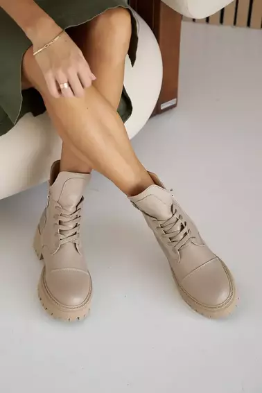 Женские ботинки кожаные зимние бежевые Yuves 445 фото 8 — интернет-магазин Tapok