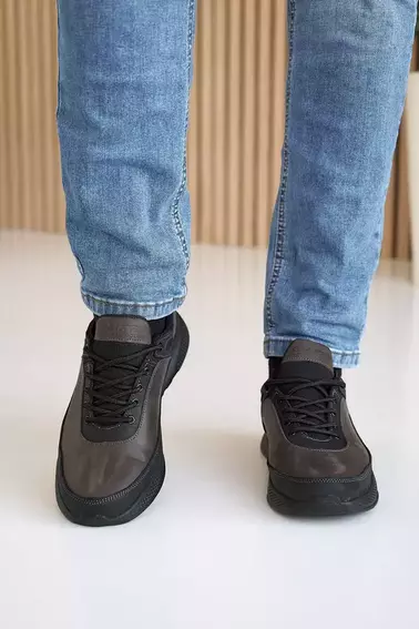 Мужские кроссовки кожаные весенне-осенние черно-коричневые Emirro E 70 фото 2 — интернет-магазин Tapok
