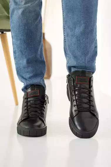 Мужские ботинки кожаные зимние черные Zangak 166 фото 3 — интернет-магазин Tapok