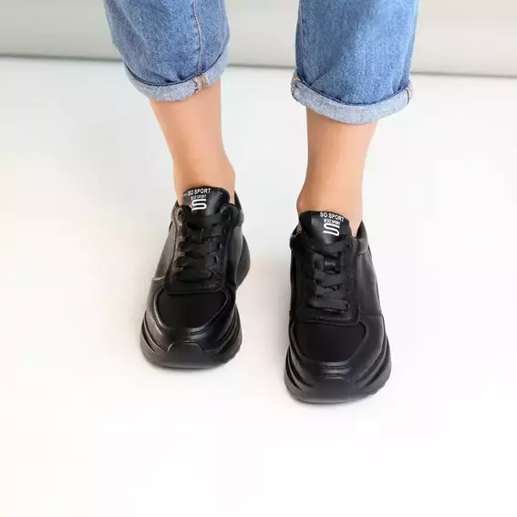 Кроссовки женские кожаные 586244 Черные фото 6 — интернет-магазин Tapok