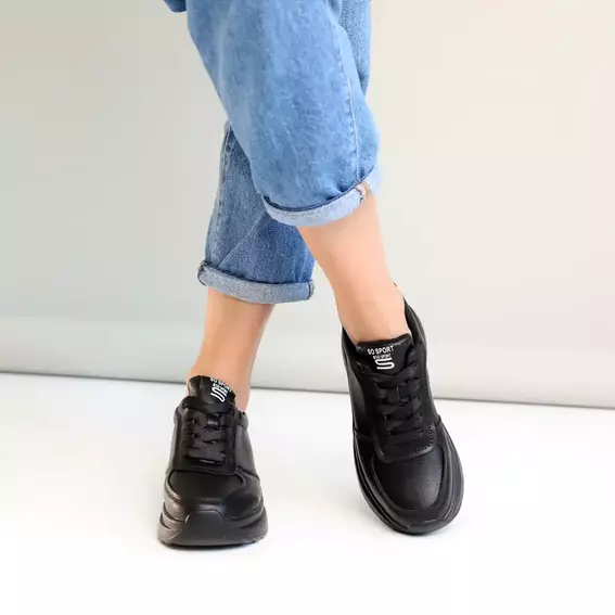 Кроссовки женские кожаные 586244 Черные фото 7 — интернет-магазин Tapok