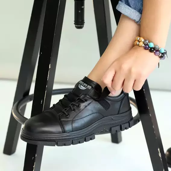 Кроссовки женские кожаные 586524 Черные фото 2 — интернет-магазин Tapok