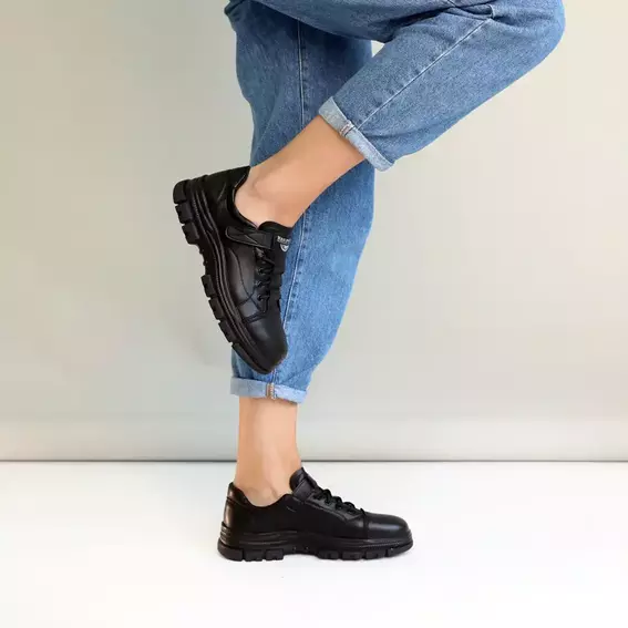 Кроссовки женские кожаные 586524 Черные фото 3 — интернет-магазин Tapok