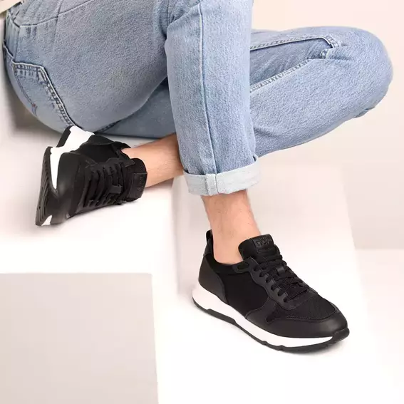 Кроссовки мужские кожаные 586629 Черные фото 3 — интернет-магазин Tapok