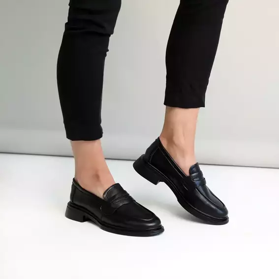 Лоферы женские кожаные 586598 Черные фото 2 — интернет-магазин Tapok