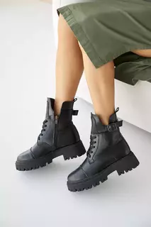 Женские ботинки кожаные зимние черные Yuves 445