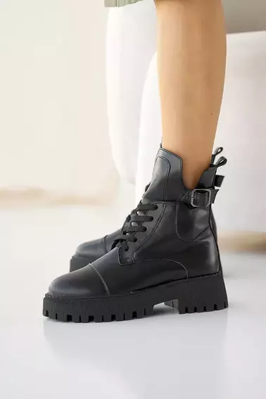 Женские ботинки кожаные зимние черные Yuves 445 фото 3 — интернет-магазин Tapok