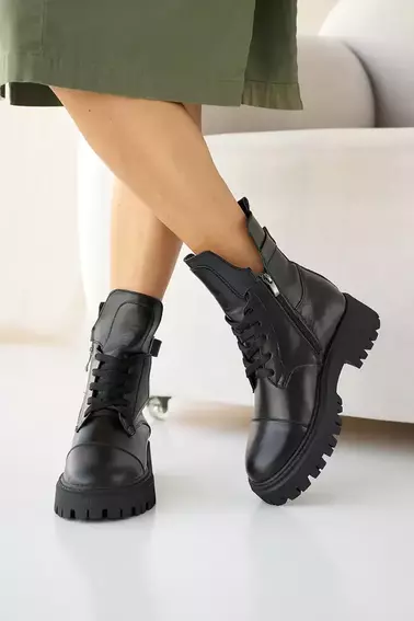 Женские ботинки кожаные зимние черные Yuves 445 фото 4 — интернет-магазин Tapok