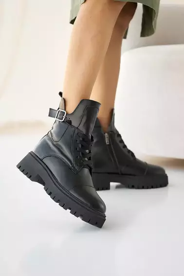 Женские ботинки кожаные зимние черные Yuves 445 фото 5 — интернет-магазин Tapok