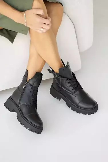 Женские ботинки кожаные зимние черные Yuves 445 фото 6 — интернет-магазин Tapok