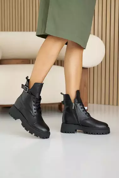 Женские ботинки кожаные зимние черные Yuves 445 фото 7 — интернет-магазин Tapok