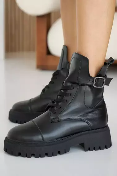 Женские ботинки кожаные зимние черные Yuves 445 фото 10 — интернет-магазин Tapok