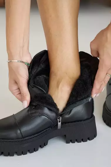 Женские ботинки кожаные зимние черные Yuves 445 фото 11 — интернет-магазин Tapok