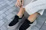 Кроссовки женские кожаные бежевые с вставками черной замши Фото 14