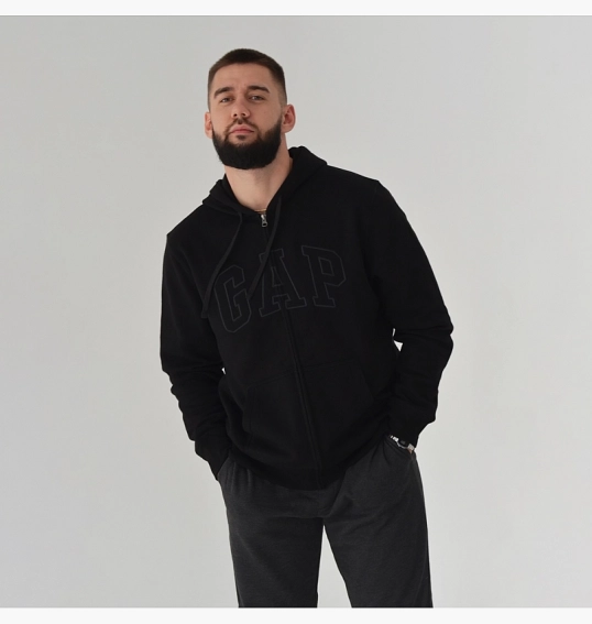 Толстовка чоловіча Gap Logo Zip Hoodie Black 218871171 фото 33 — інтернет-магазин Tapok